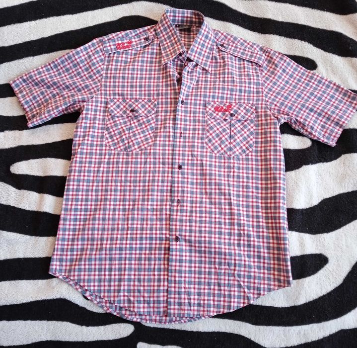 %SALE! КАТО НОВА JACK WOLFSKIN Size M оригинална карирана риза с къс ръкав Джак Улфскин Plaid Shirt