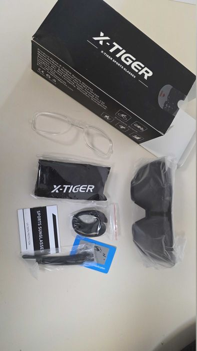Ochelari sport X-TIGER negri, 4 lentile interschimbabile, toc rigid, ciclism/MTB