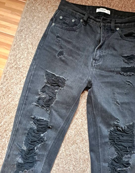 Blugi dama cu rupturi jeans negri marime 36