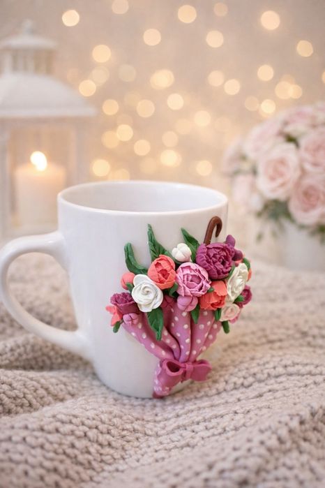 Артистична чаша с ръчно моделирани елементи – изработка по поръчка