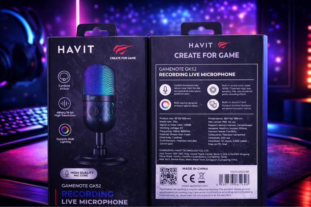 Микрофон HAVIT Gamenote GK50 Pro – для стримов, игр и записи