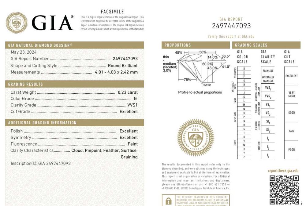 Годежен пръстен с диамант VVS1 0.23ct.