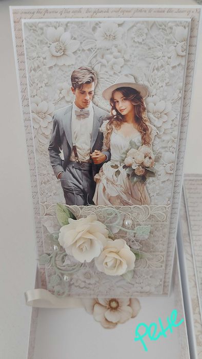 Елегантна картичка в кутия 2, за сватба, юбилей, ръчно изработена