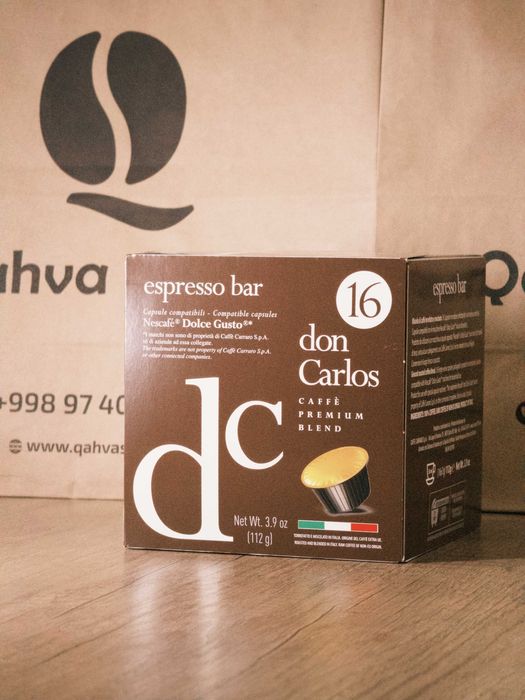 Кофе в капсулах "Don Carlos" для Dolce Gusto. Kofe kapsulali D/G uchun