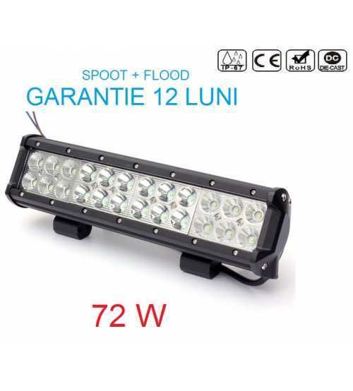 LED bar auto drept, 31 cm, spot si flood, 12v-24v, 72w