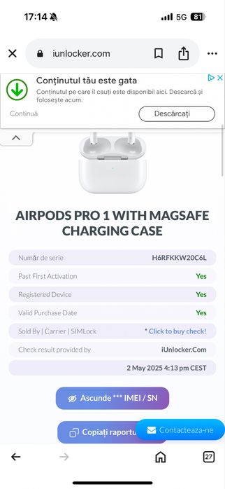 Carcasa airopds pro originala