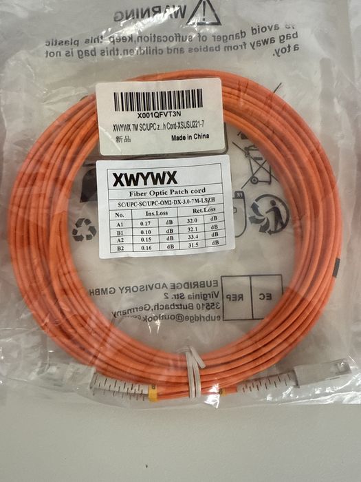 Cablu patch fibră optică 7m OM2/OM4 DX LSZH 3.0mm,duplex,LC FC SC ST