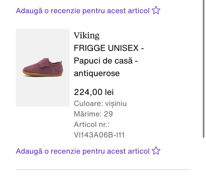 Papuci de casa/gradinita din piele Viking, marimea 29 NOI