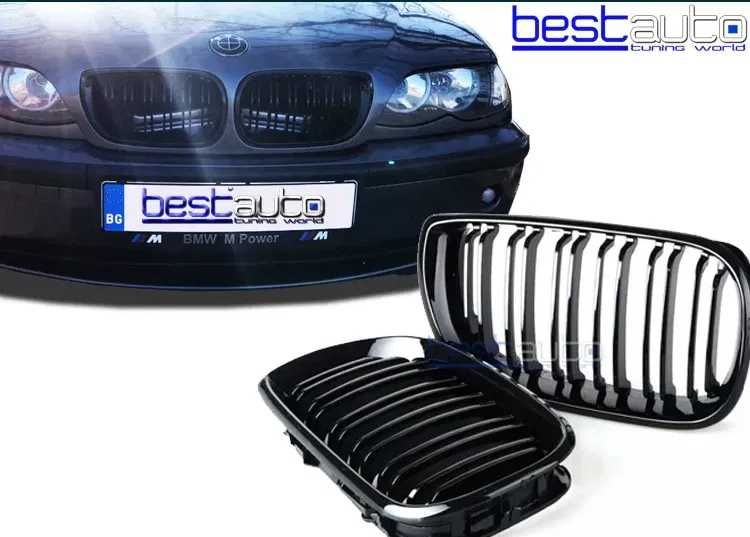 М3 дизайн Бъбреци за BMW E46 (2001-2005) черен гланц двойни фейс