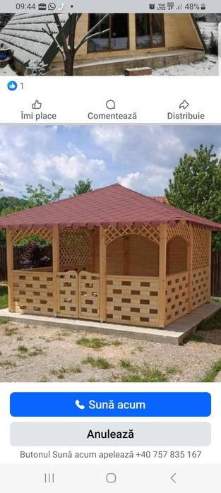 Vând foișore din lemn la cerere clientului