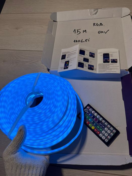 Banda Led 15m waterproof siliconata cu aplicatie telefon