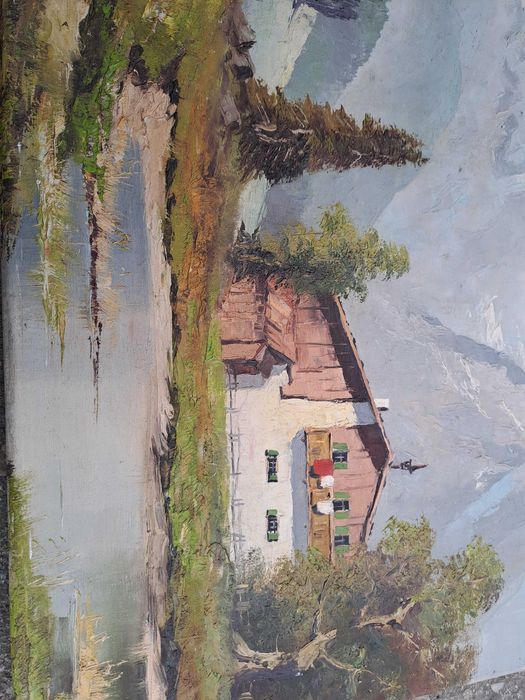 tablou pictura pe panza 50/60 cm semnat datat 1938