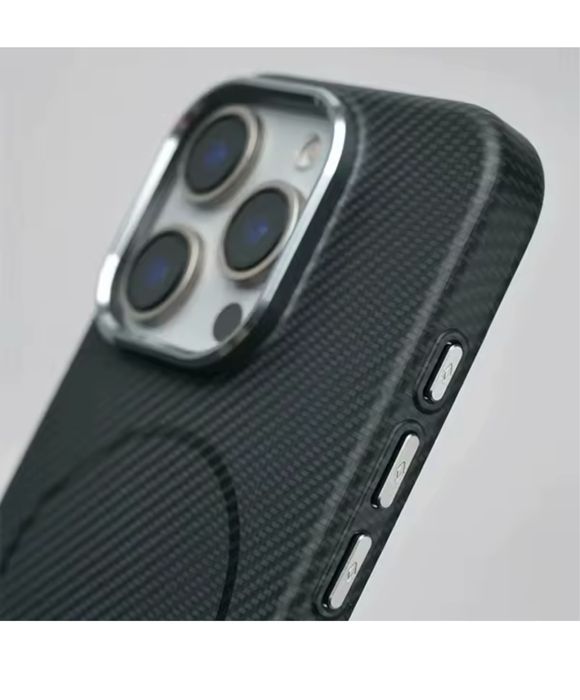 Iphone 15 PRO 15 PRO MAX 16 PRO 16 PRO MAX Husa Carbon Mag Ring Neagra