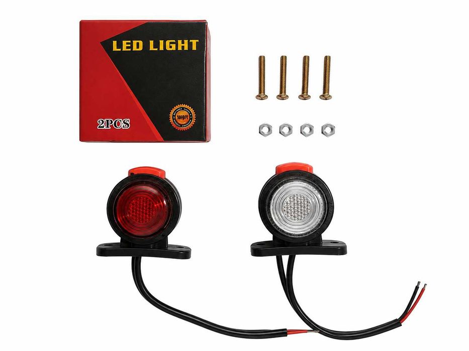 Set 2 Lampi LED Gabarit Rosu-Alb 12V–24V pentru Camion si Remorca
