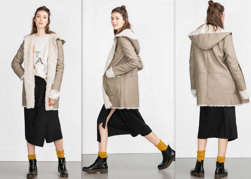 NOU! Palton tip cojoc ZARA