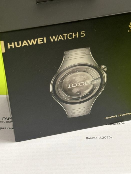 КАТО НОВ 46mm Huawei Watch 5 Yettel Гаранция 2026г. Titanium