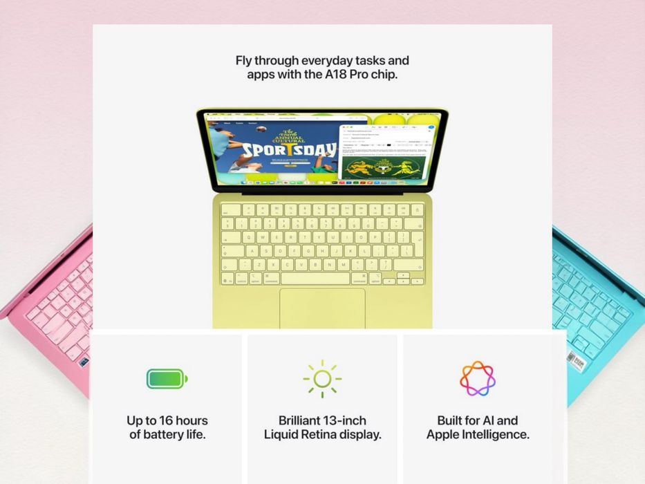 Apple MacBook Neo 13" A18 Pro 8RAM 512SSD Blush / Citrus / Indigo Blue / Silver — миниатюра 7