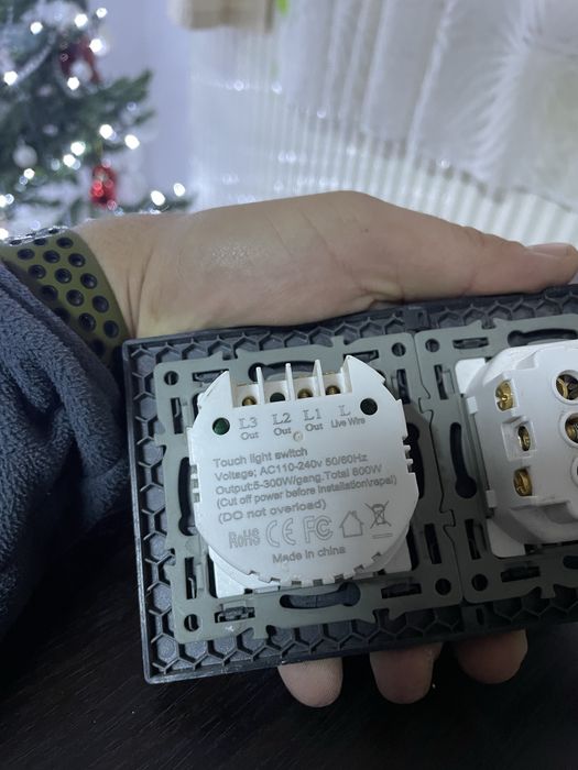 Intrerupator Touch dublu, cu priza, USB-A si USB-C