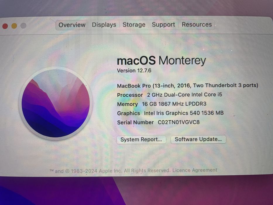 MacBook Pro 13-inch – Space Grey, 256GB, 16GB RAM