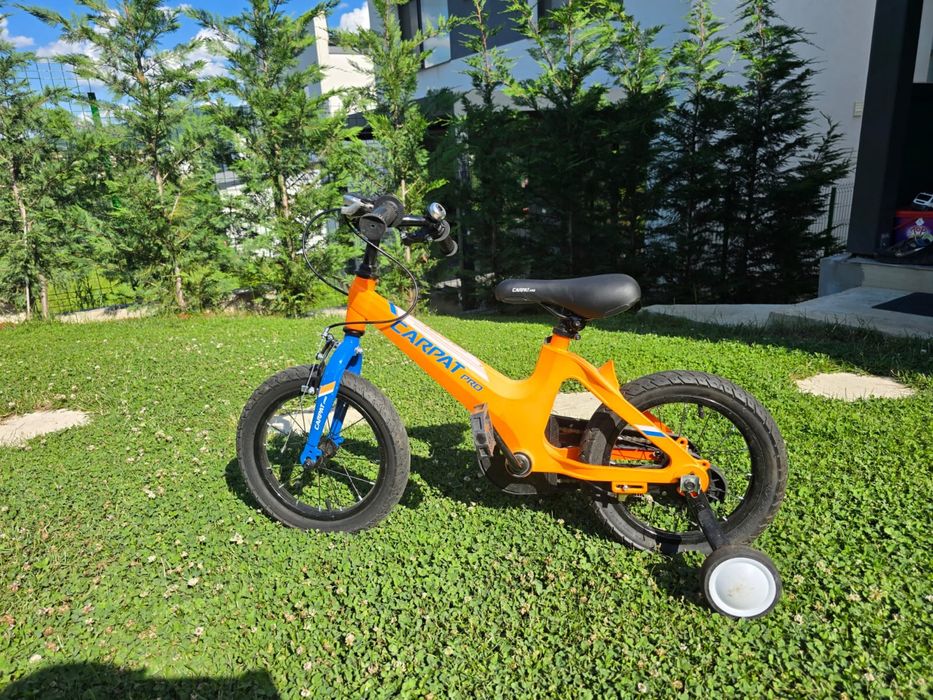 Bicicletă MTB CARPAT PRO Kids 14" pentru vârste 3-5 ani (75-100 cm) - Portocaliu/Albastru