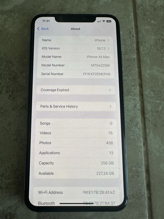 iPhone XS Max, Silver 256GB