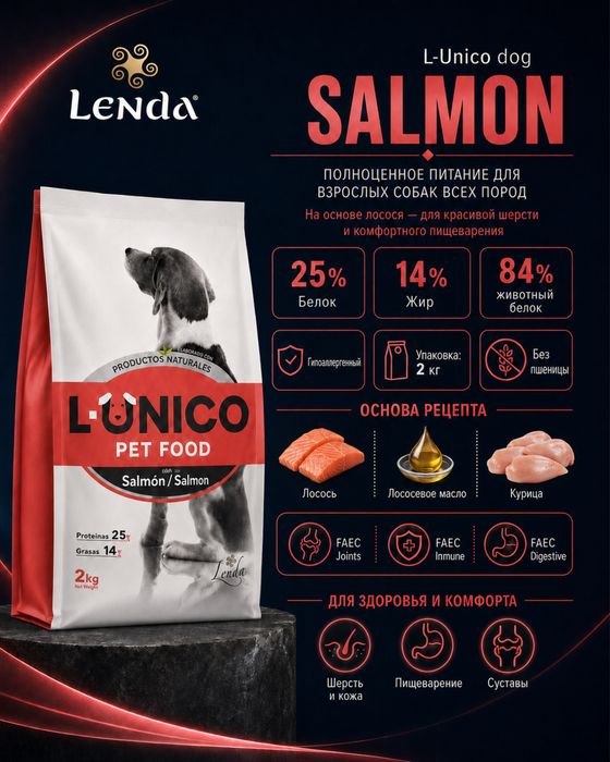 Корм для взрослых собак L-Unico Salmon