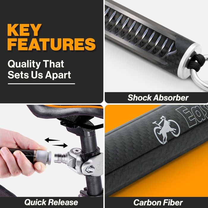 Lesa Bicicleta Profesionala EasyRide MALABI Fibra Carbon Amortizor Socuri Rotire 180 Grade Prindere Rapida Snap Siguranta Maxima Caine Talie Mare Noua
