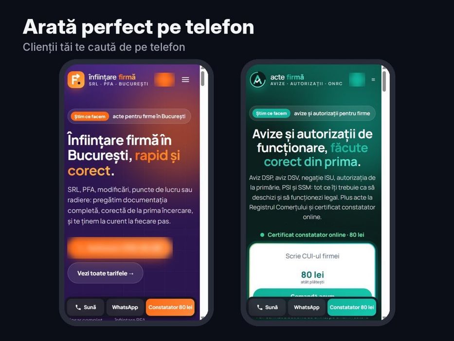Refacere-creare site web profesional design modern si rapid pentru telefon / pc - optimizare seo / site care vinde