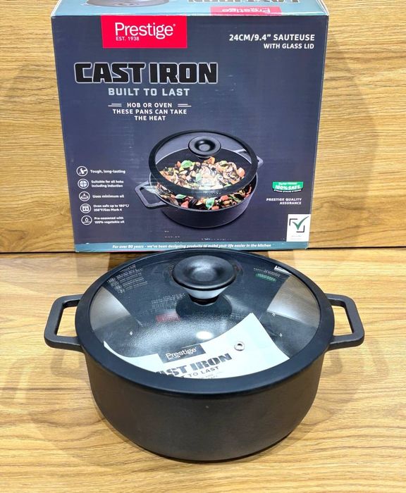 Казан Сотейник чугунный Prestige 24 см с крышкой