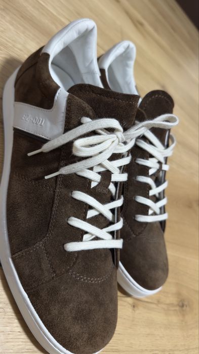 Sneakers de Lux Ermenegildo Zegna – Piele Întoarsă Maro 43,5