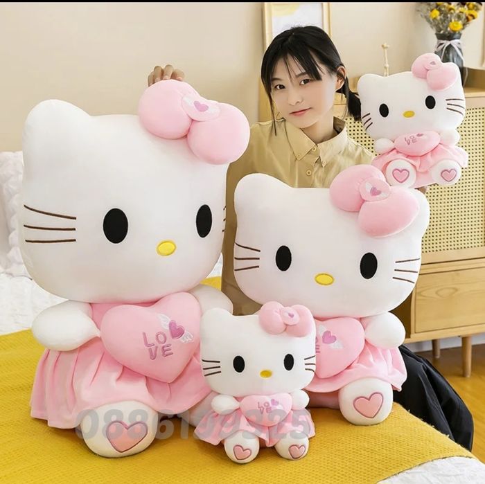 Голяма плюшена играчка Кити Hello Kitty Love, Розово Коте Кити