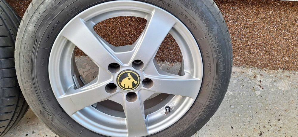 Jante aliaj Skoda Fabia2/Polo/Seat Ibiza 5x100-14"- 5½Jx14H2 +anvelope Dunlop Sport Bluresponse 185/60R14 82H DOT2024+21 Prezoane M14 F1,5 25MM CONICE