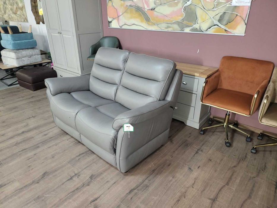 Сив кожен диван двойка La-z-boy