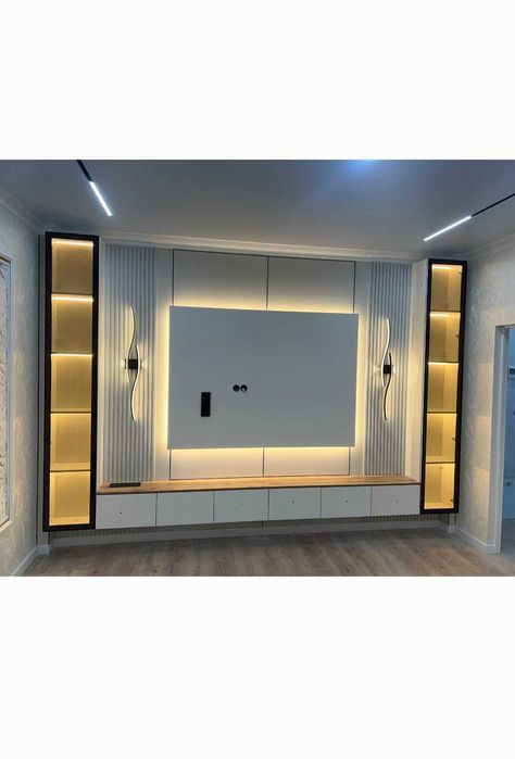 ТВ зона бамбук панели лувер обесшумка для дома  тумба мебель на заказ