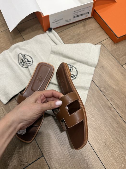 Тапочки Hermes натуральная кожа