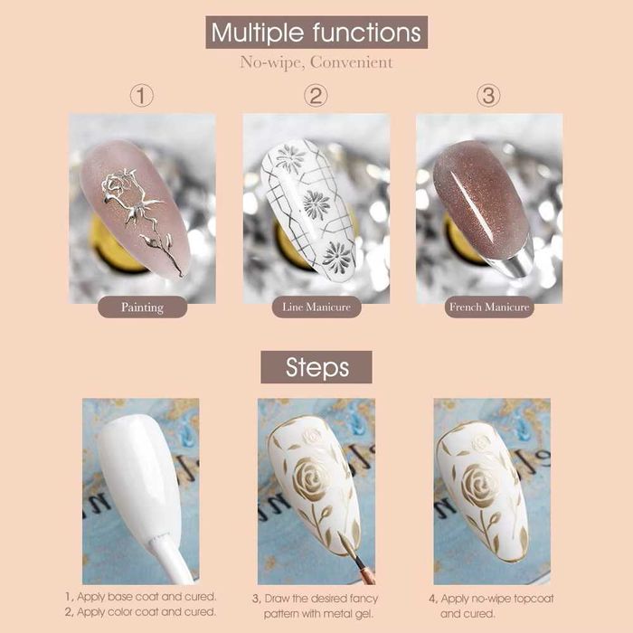 VENALISA UV LED огледален гел в злато и сребро