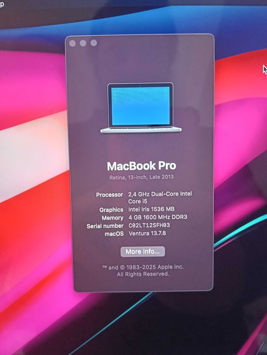 MacBook Pro Retina 13" Late 2013 stare Foarte buna la CUTIE