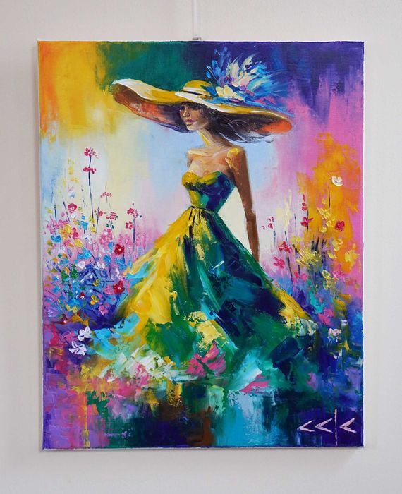 "Стъпките на пролетта" Картина 50х40см, Маслена живопис с шпакла