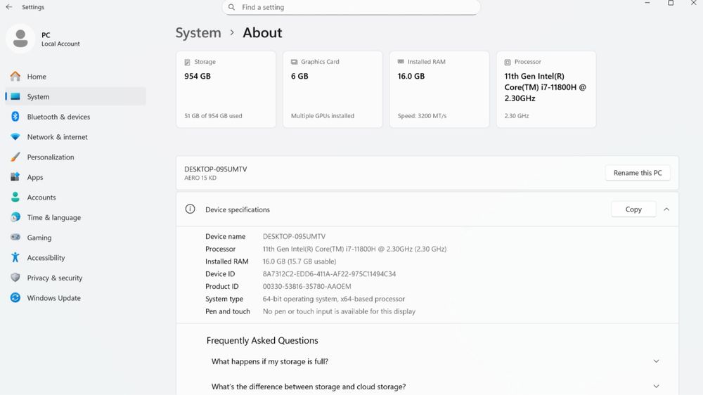 Vand Laptop Gaming | MSI AERO | I7-11800H | RTX 3060 | 4K OLED