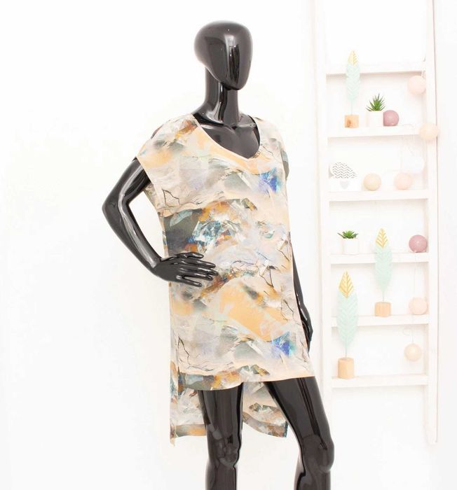 Gestuz дамска блуза от 100% коприна абстрактен принт 38