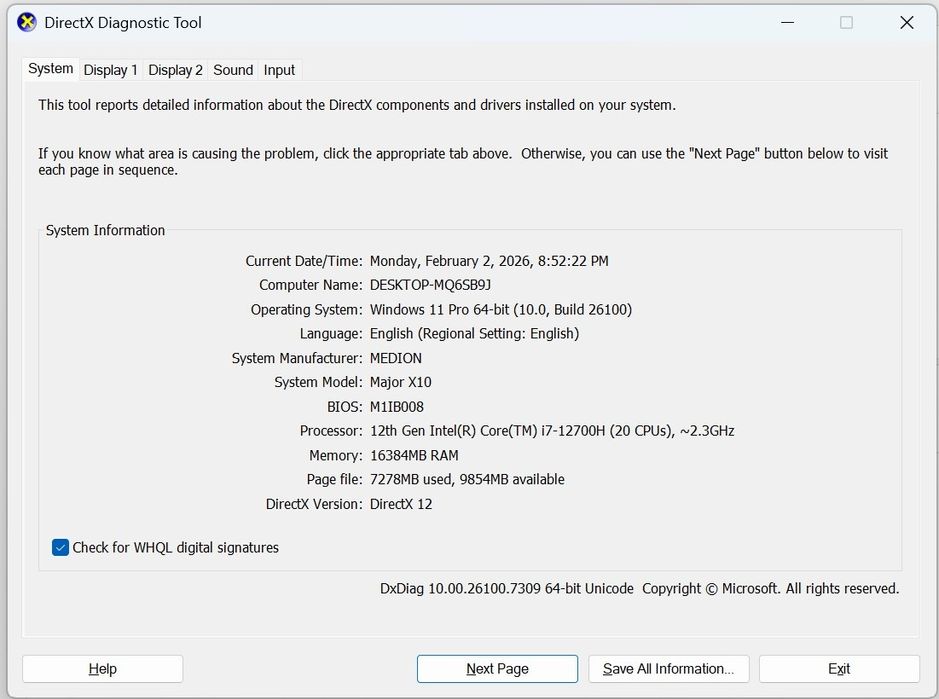 laptop gaming Medion Erazer Major X10