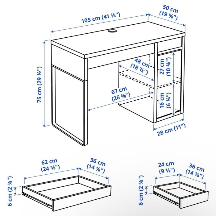 Birouri IKEA MICKE negru-maro 120x50 cm si 105x50 cm