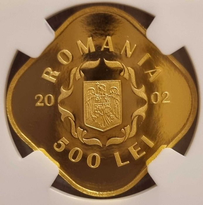 Set 3 monede BNR aur, monumente arta feudala, gradate NGC