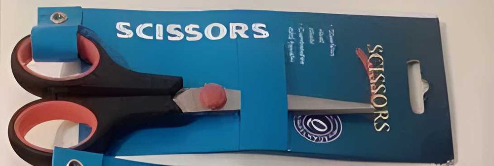 Ножницы канцелярские 14 см с резиновыми вставками на ручках, блистер