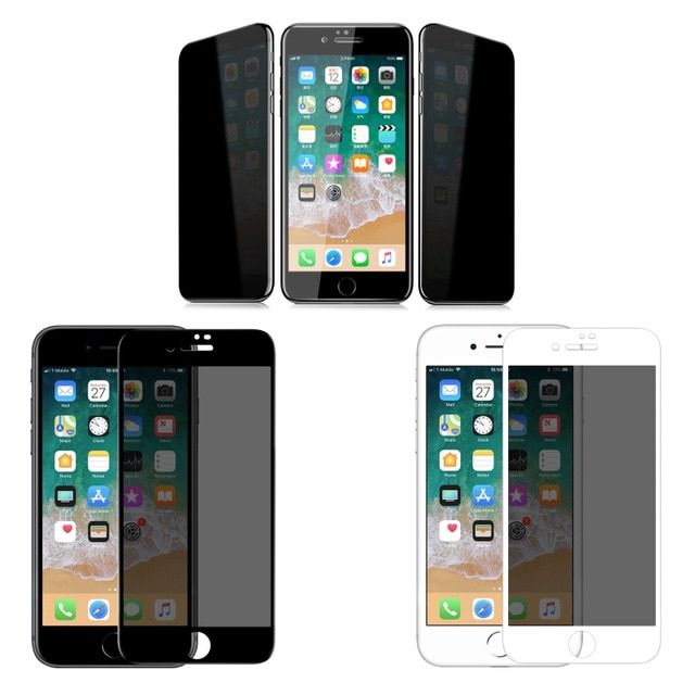 Iphone 7/8/SE PLUS Folie Sticla Curbata 4D Privacy Alba Neagra