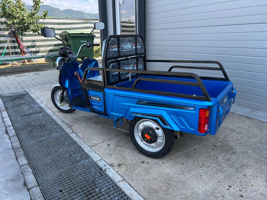 Triciclu electric verde Green Army Thor City Eco Blue Sky Red Agramix