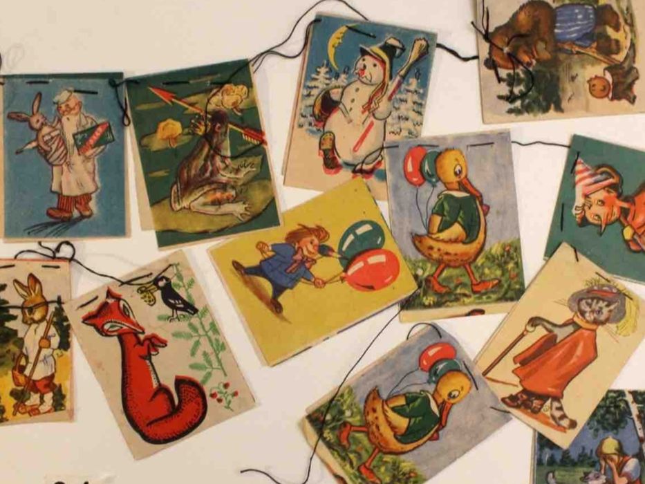 Советская Ёлка,гирлянда иБольшой 48 см.Дед  Мороз