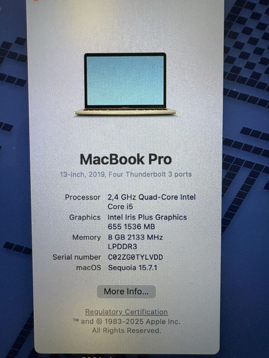Vand MacBook Pro 2019 Intel i5, 8GB RAM, 512 GB SSD