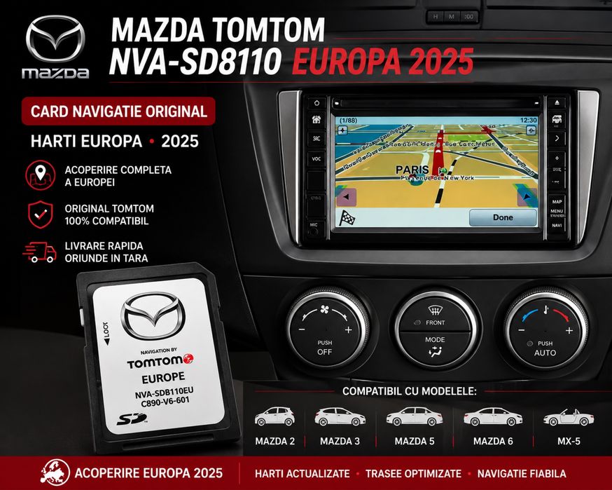 Card navigatie Mazda 3 5 6 MX-5 Tomtom NVA-SD8110 Europa 2025