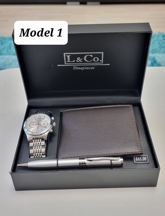 Set Cadou Bărbătesc: Ceas + Portofel + Pix